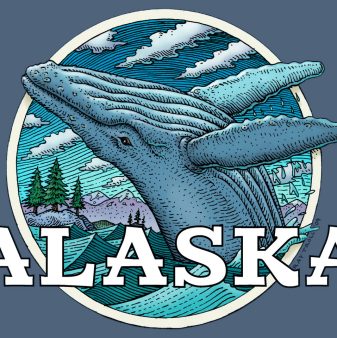 Alaska Humpback - Hoodie

 	50/50 cotton and polyester blend heavyweight hooded sweatshirt
 	Front print
 	Has pocket
 	Sweatshirt color: Slate Blue

 
