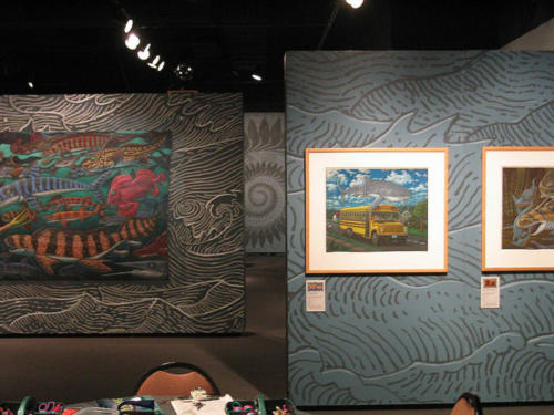 Originals and hand painted shark 'wallpaper'